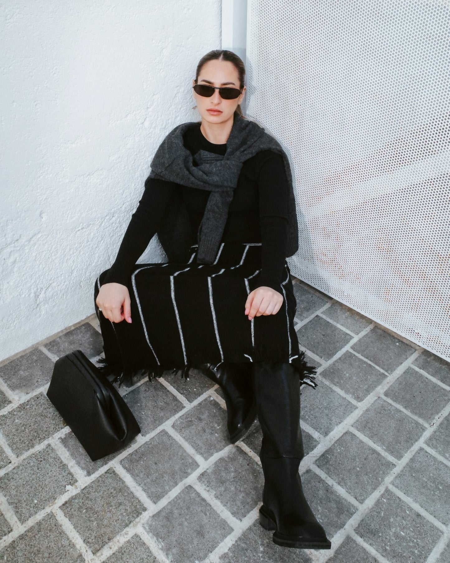 Black knitwear skirt