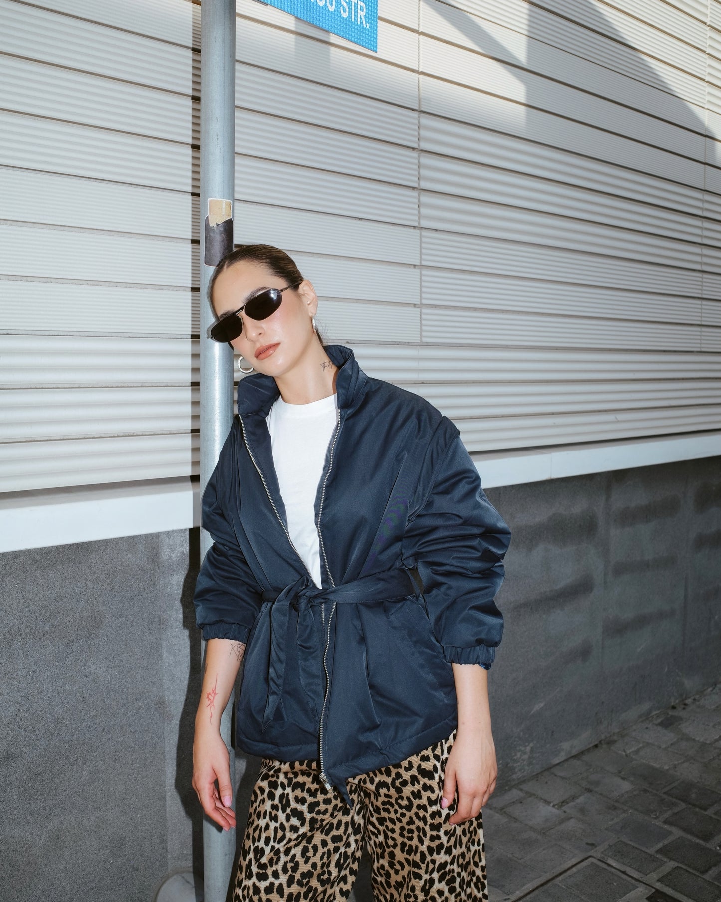 Zipped Nylon Bomber Jacket