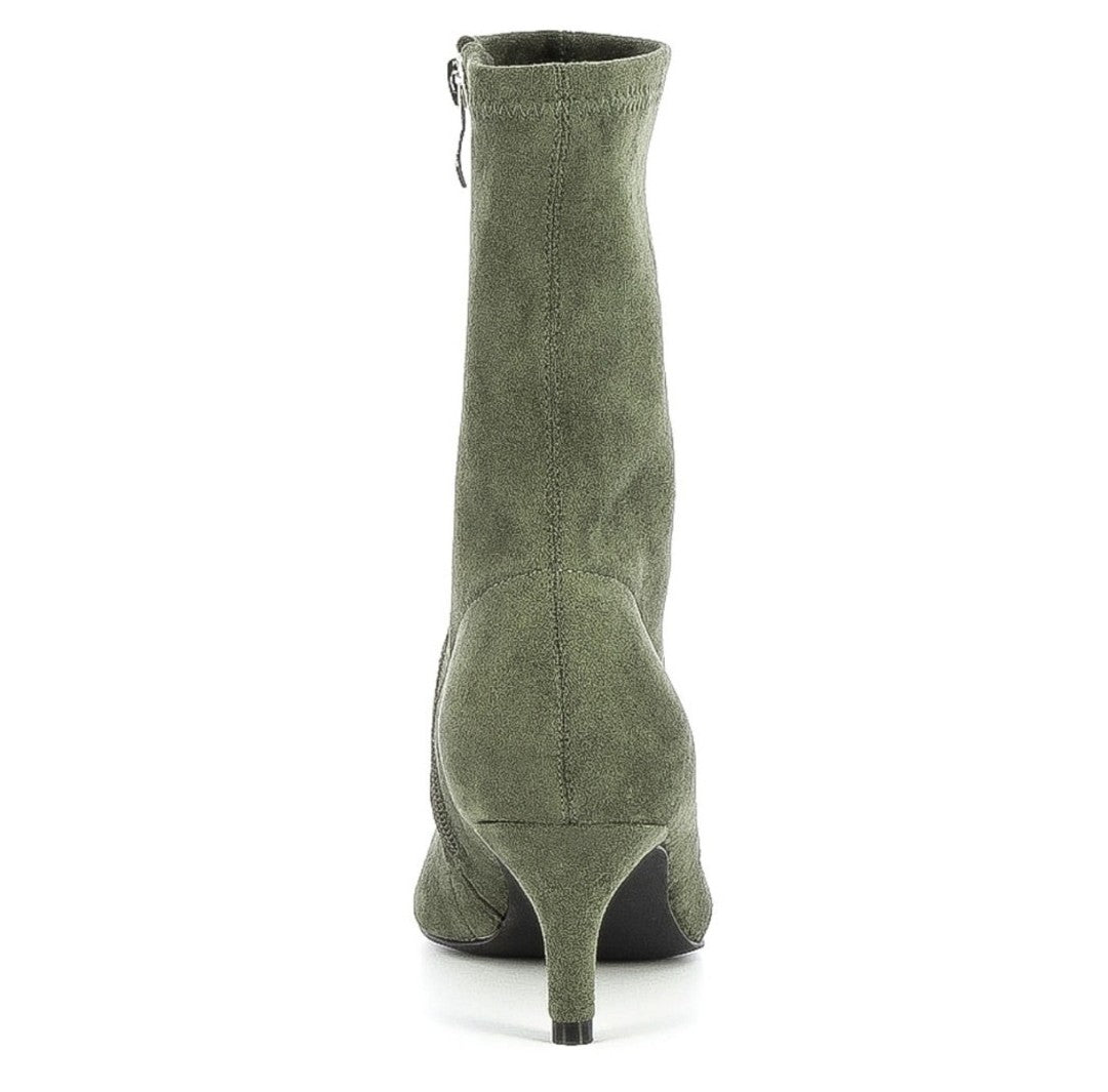 Suede khaki kitten heel