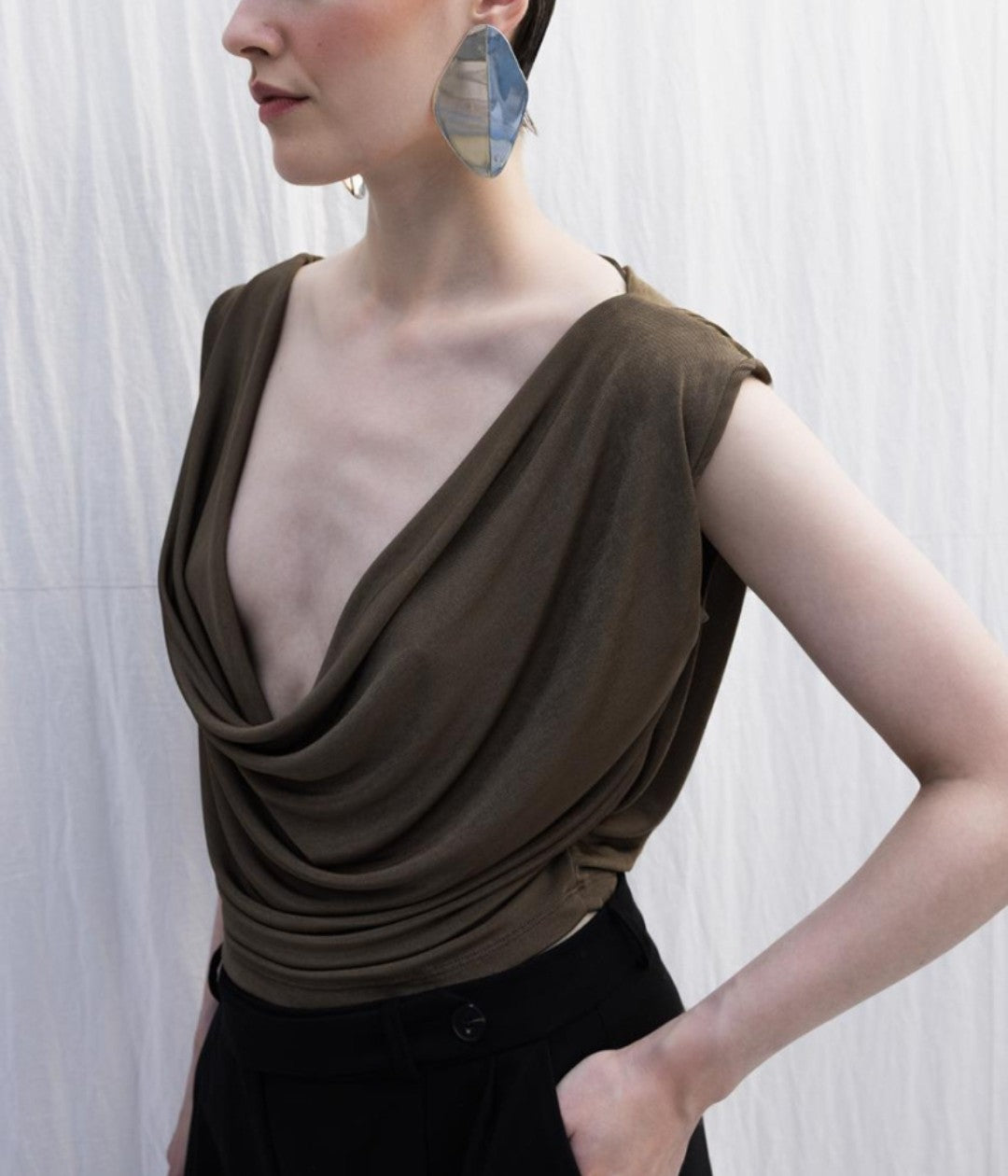 Blouse with Front and Back Neck Collar Detail