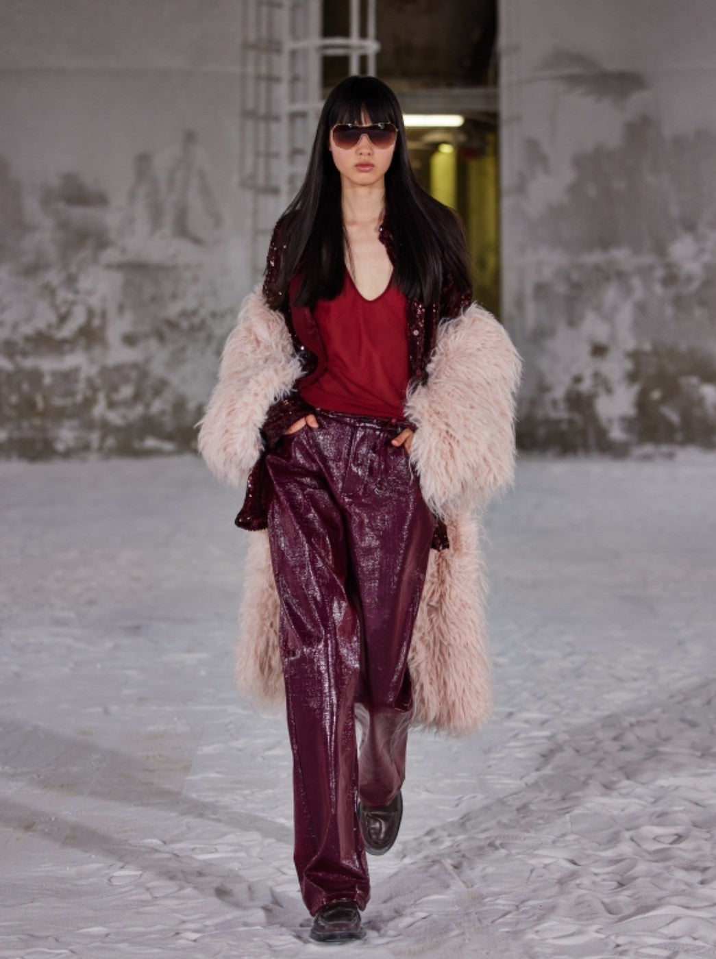 Burgundy PU pants