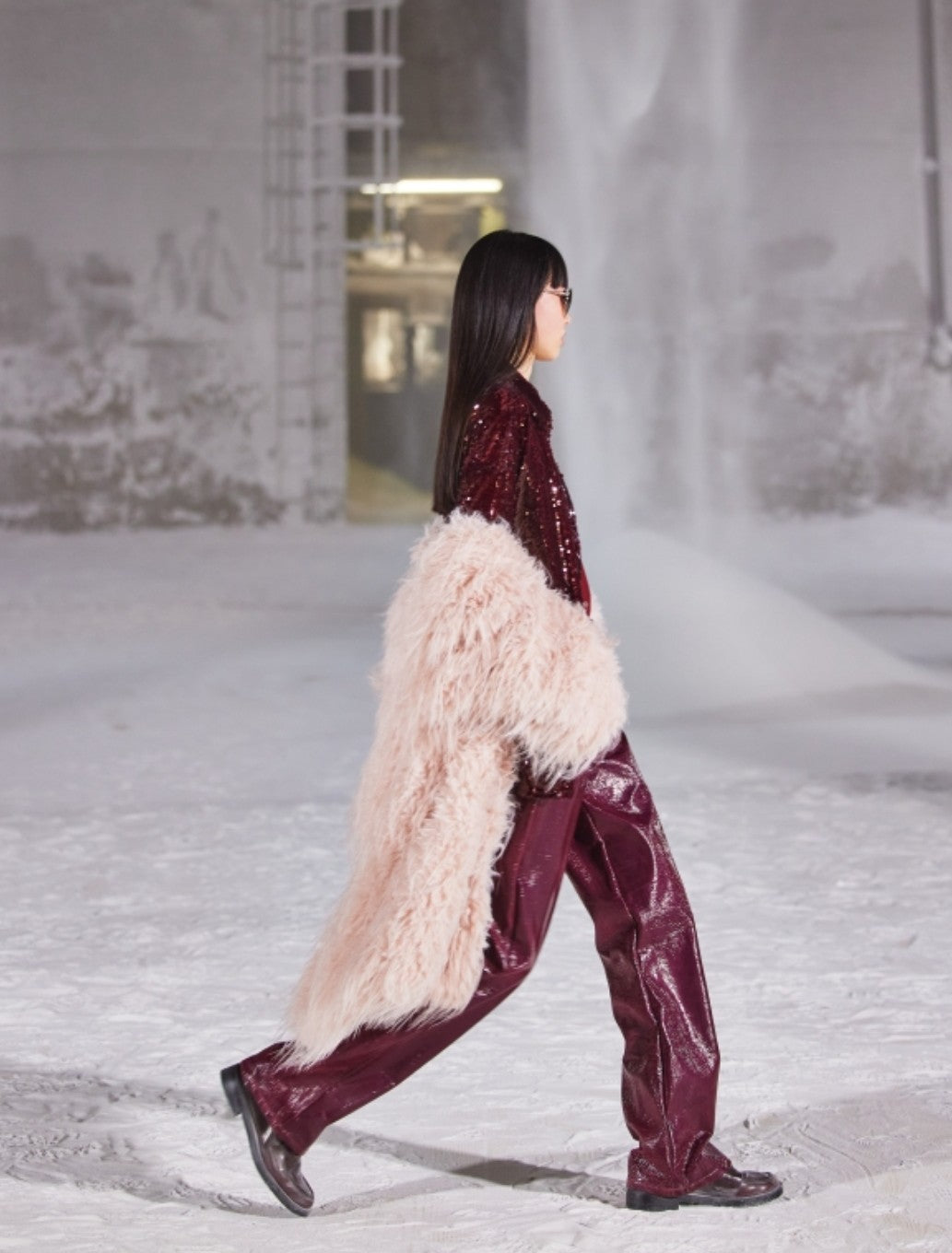 Burgundy PU pants