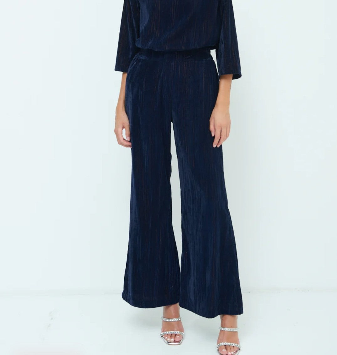 Crushed velvet wide-leg pants