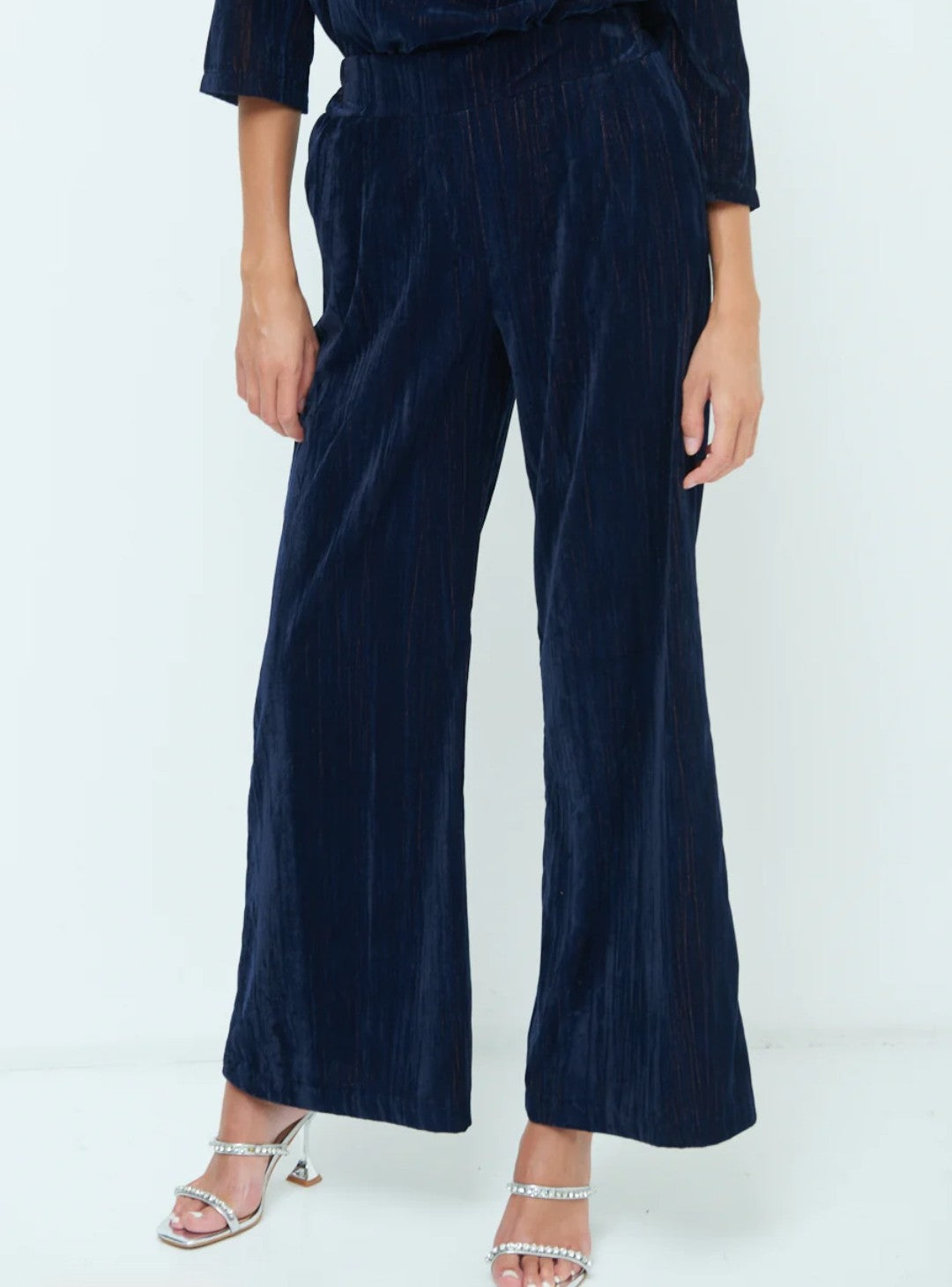 Crushed velvet wide-leg pants