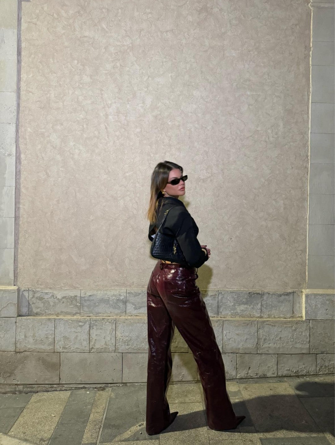 Burgundy PU pants