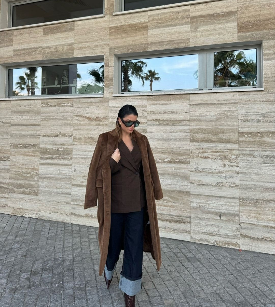 Long Horsehide Coat with Pockets