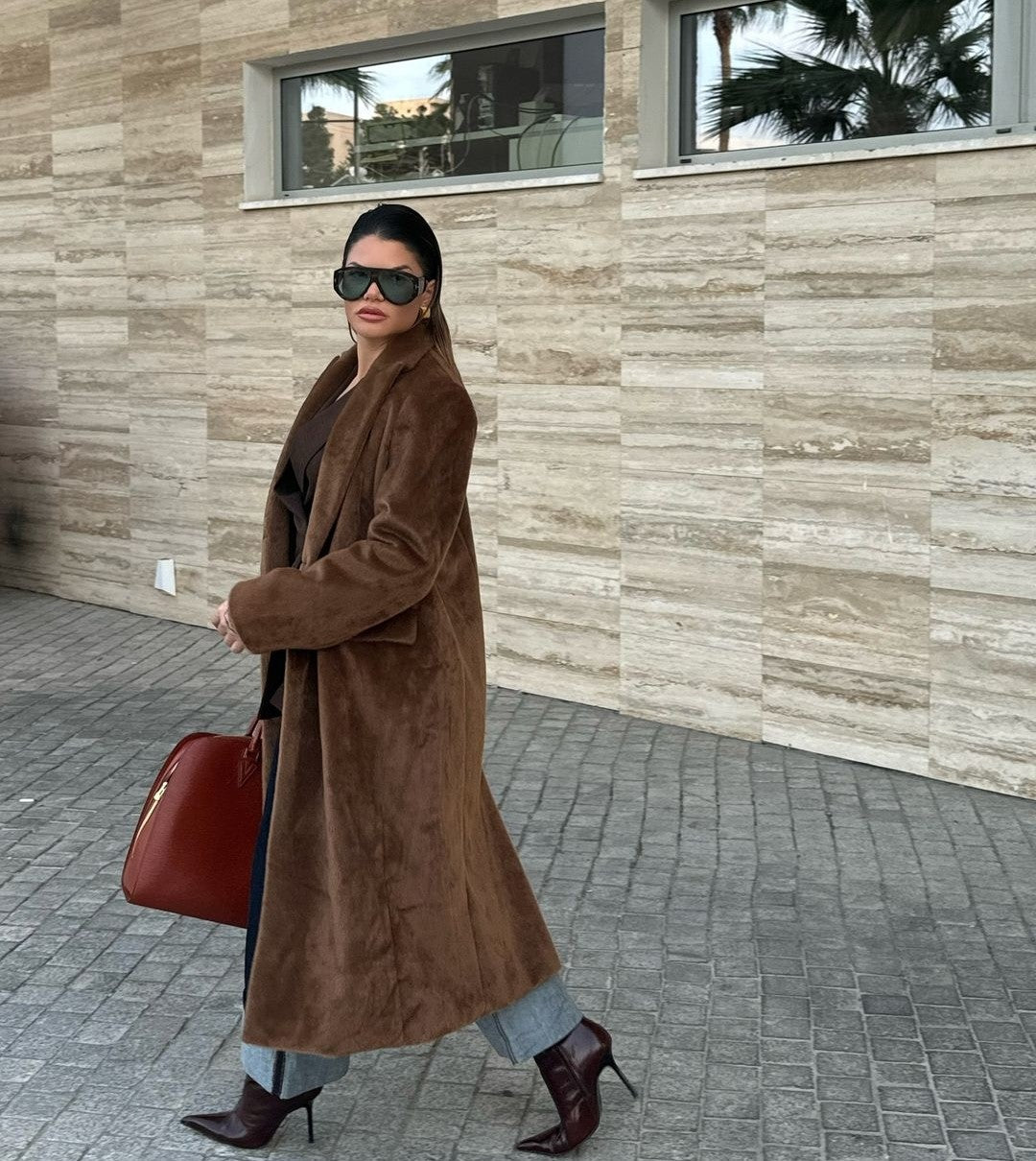 Long Horsehide Coat with Pockets
