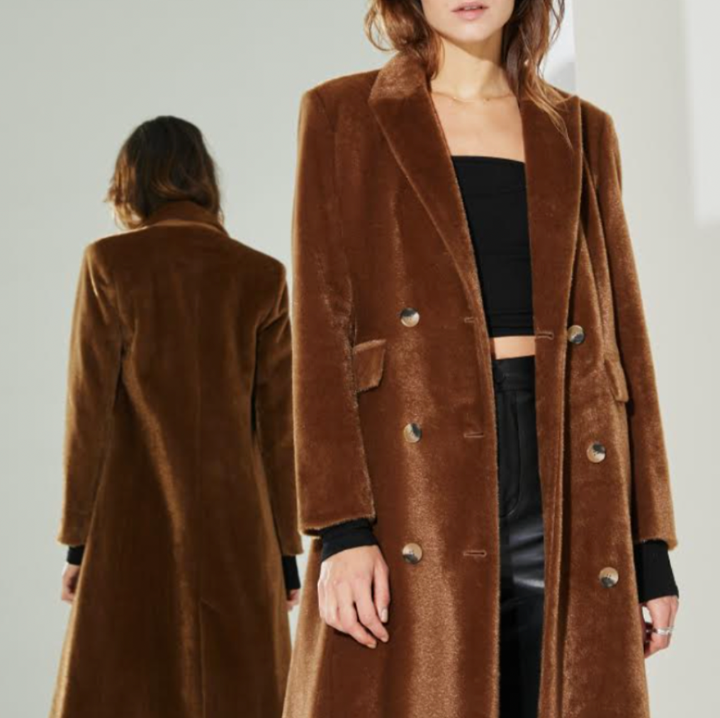 Long Horsehide Coat with Pockets