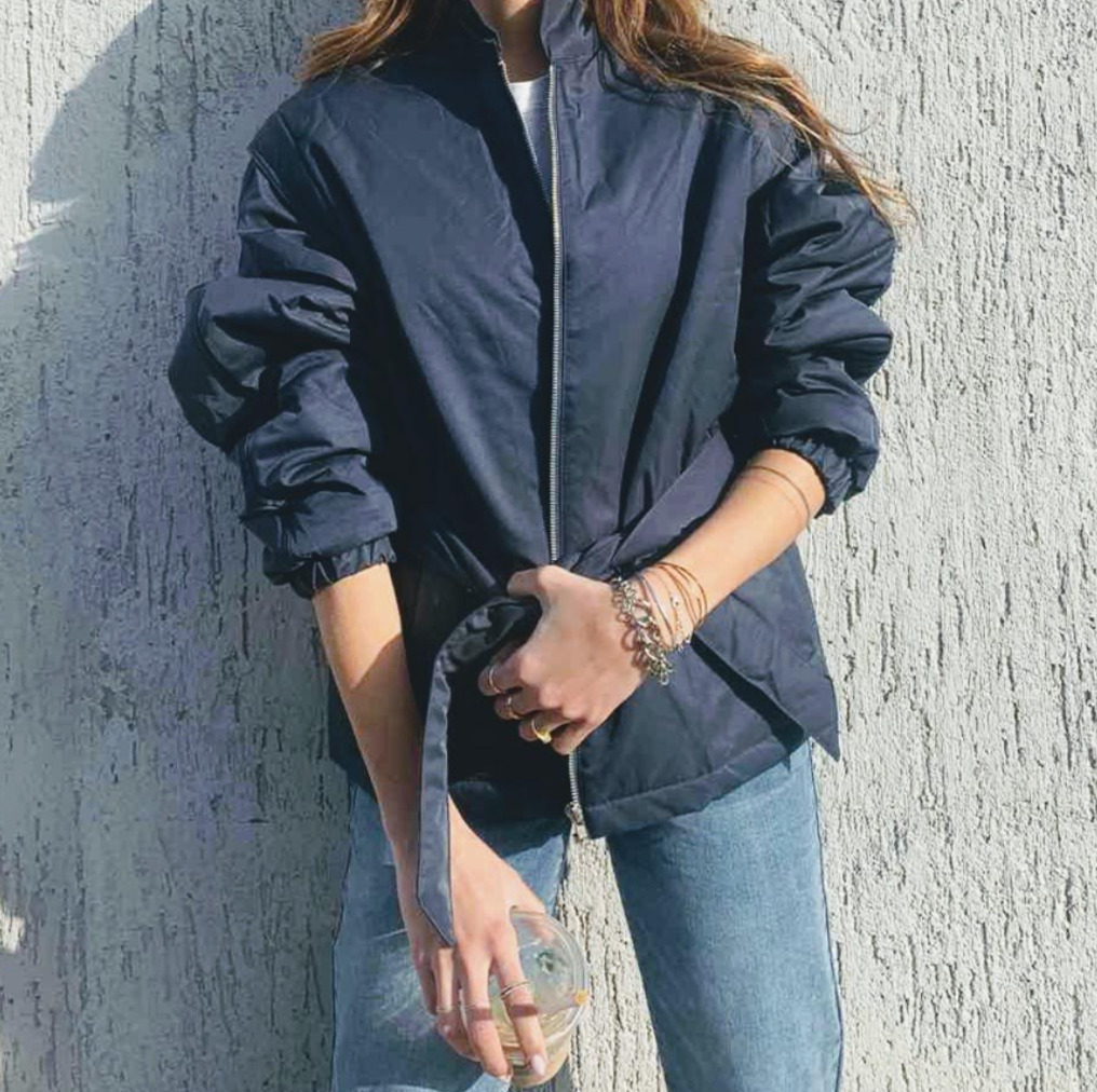 Zipped Nylon Bomber Jacket