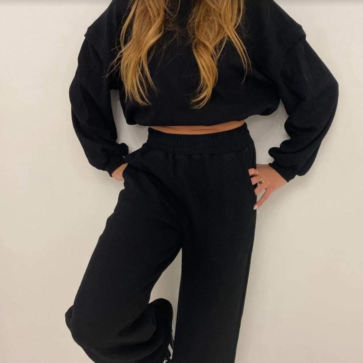Black Cropped Tracksuit