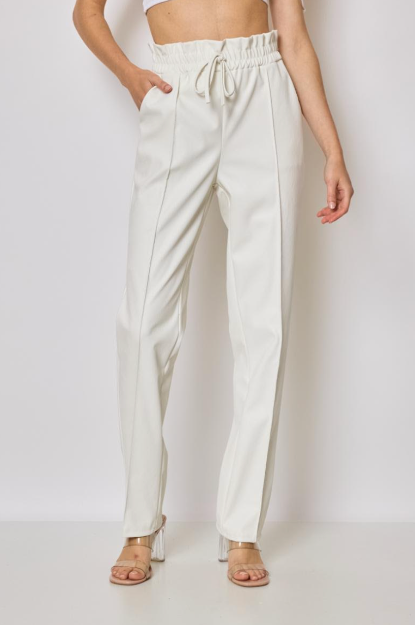 Leather Trousers with Drawstring