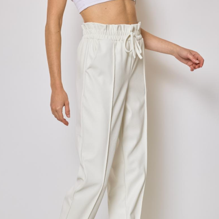 Leather Trousers with Drawstring