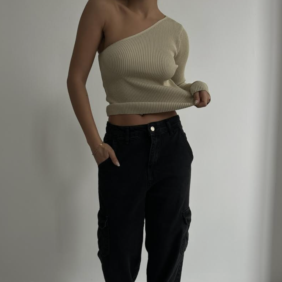 Beige Asymmetric Top