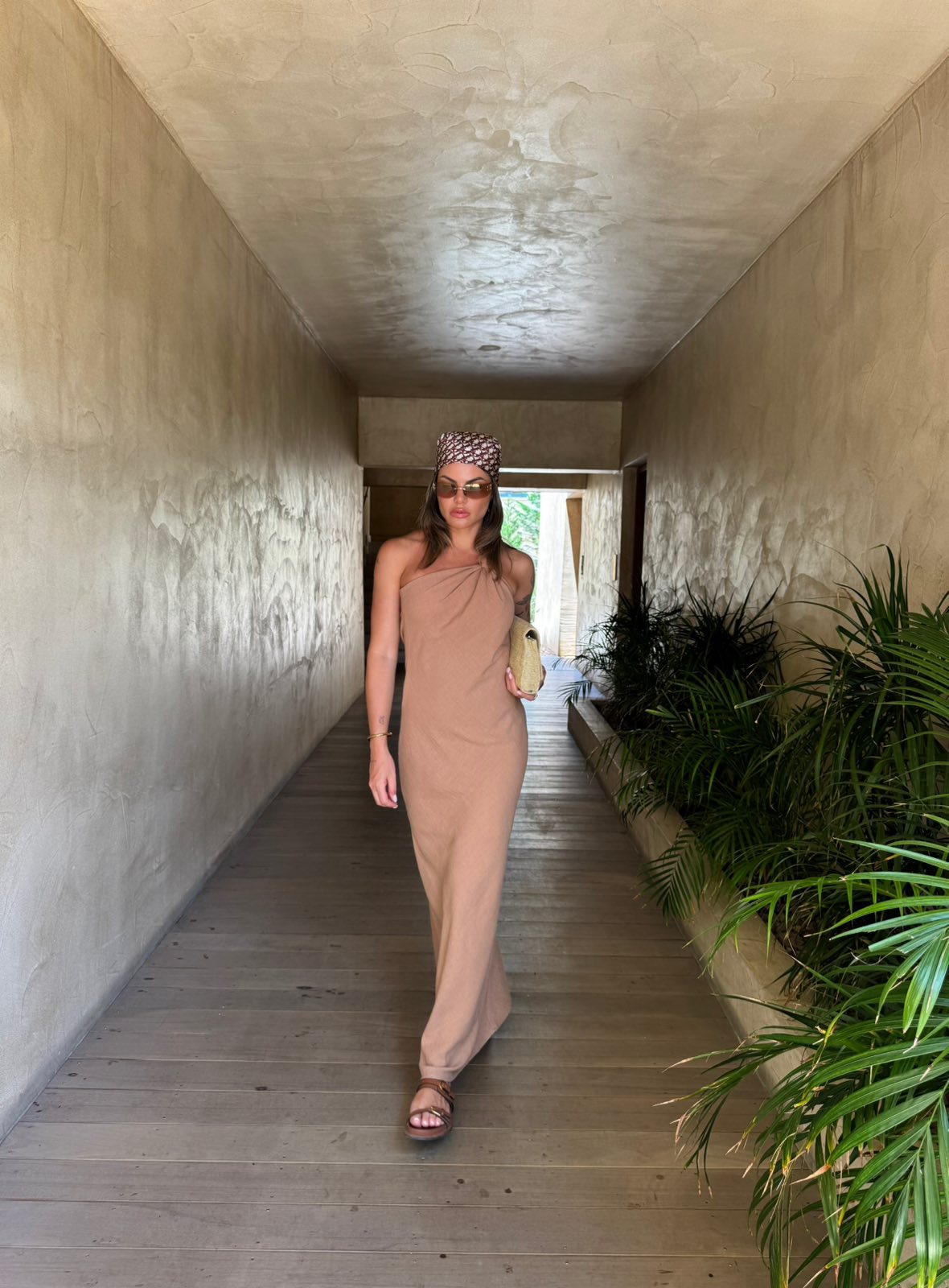 Long flowing asymmetrical dress