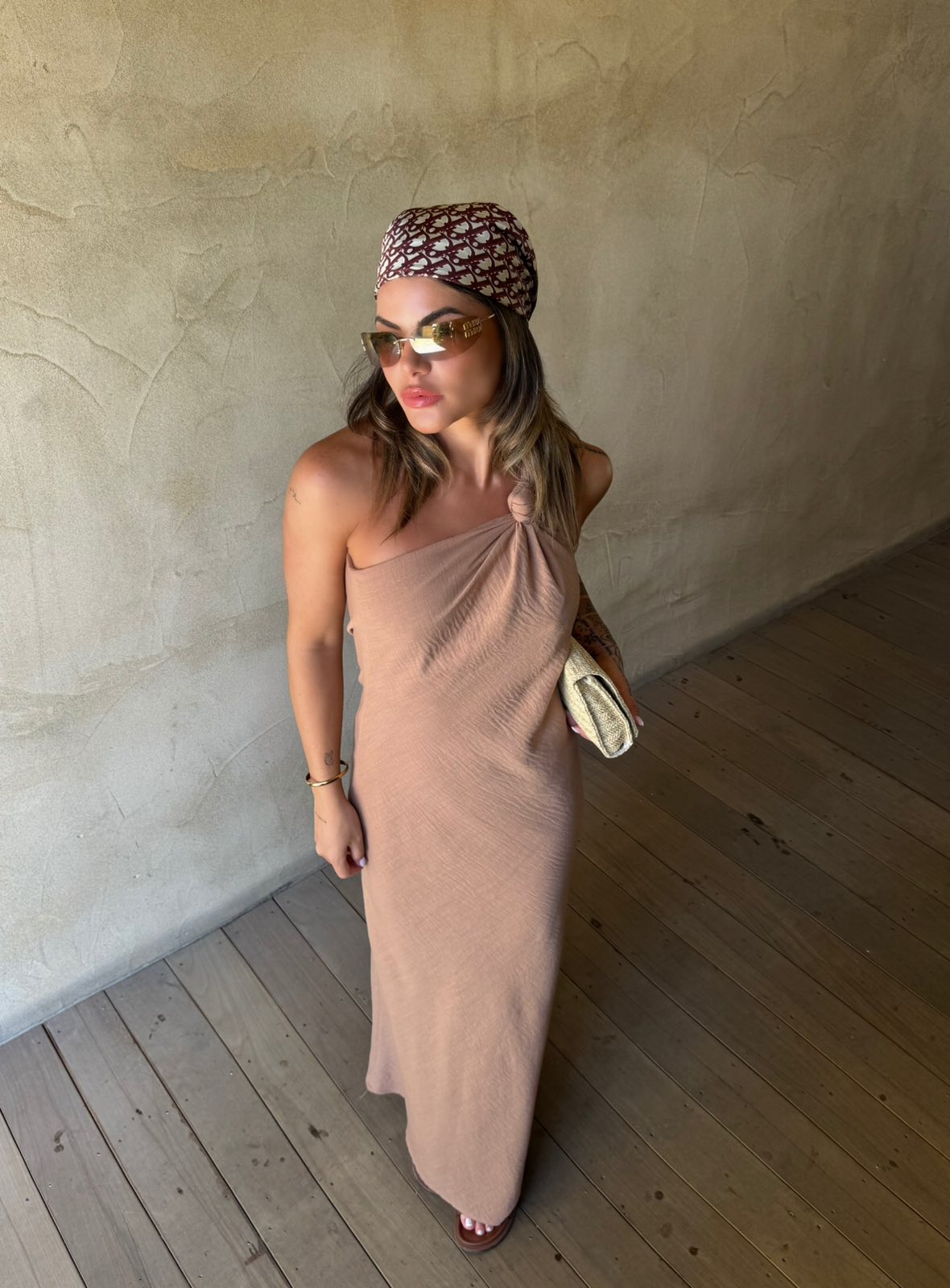 Long flowing asymmetrical dress