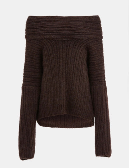 Boat neck sweater - Dark Marron