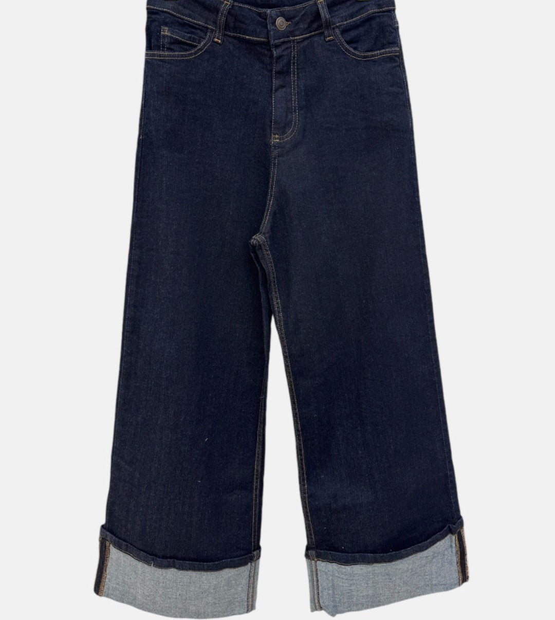 Raw canvas jean pants with cuffs