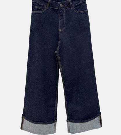 Raw canvas jean pants with cuffs