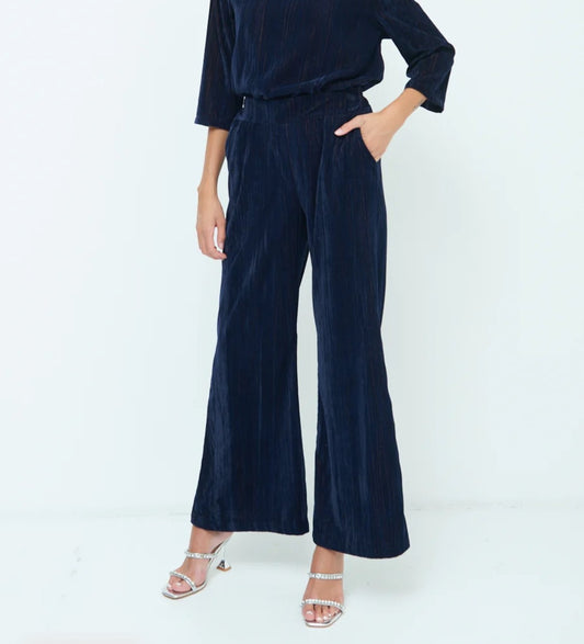 Crushed velvet wide-leg pants