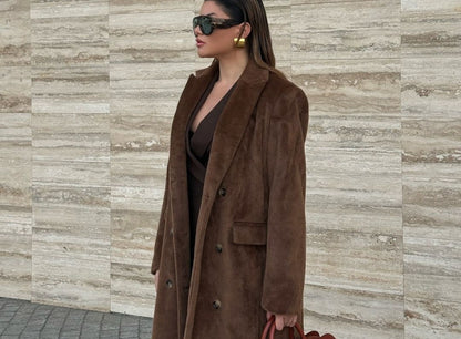 Long Horsehide Coat with Pockets