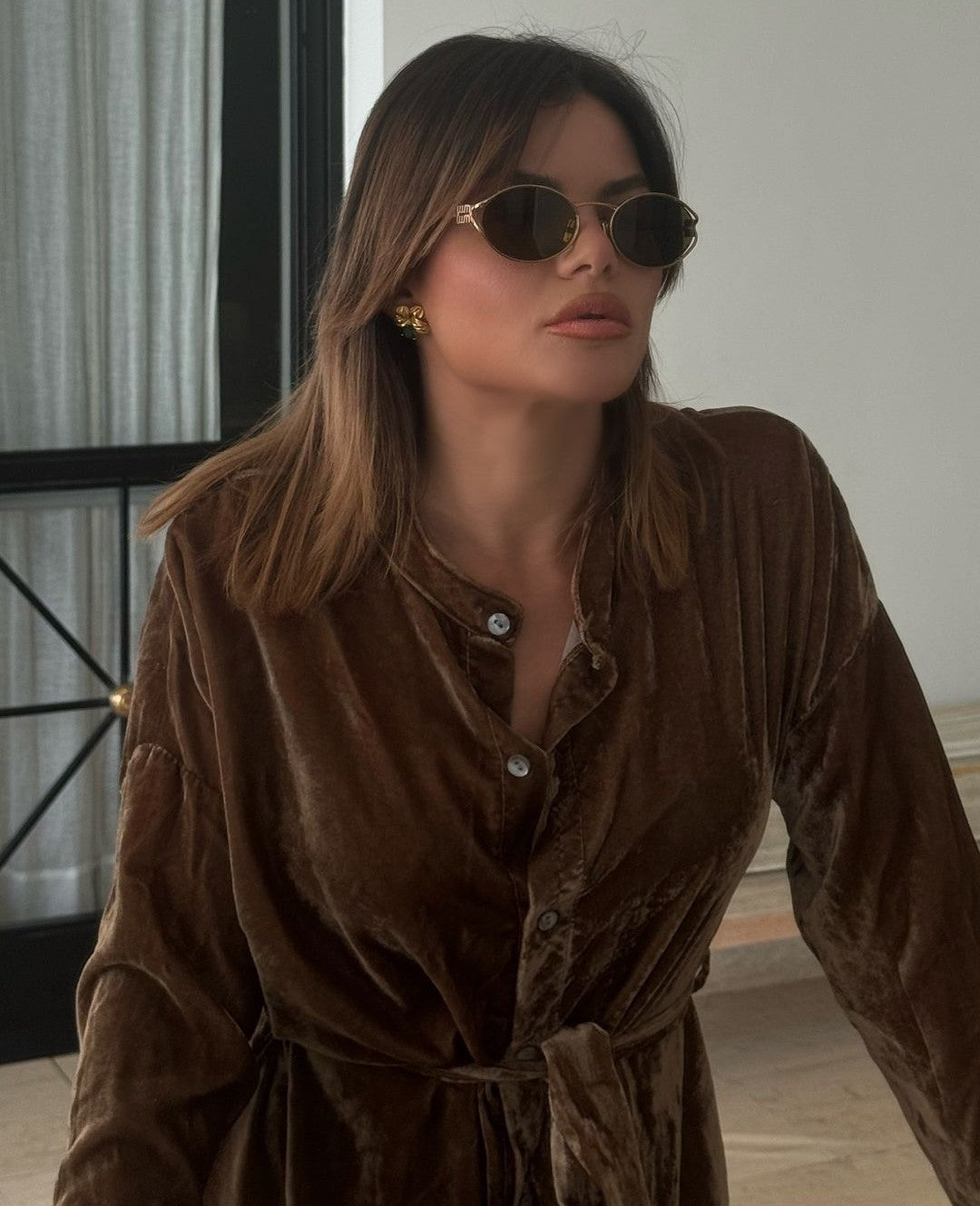 Velvet robe dress