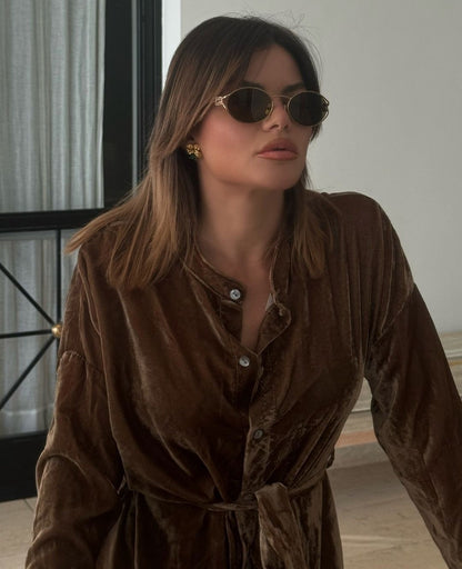 Velvet robe dress