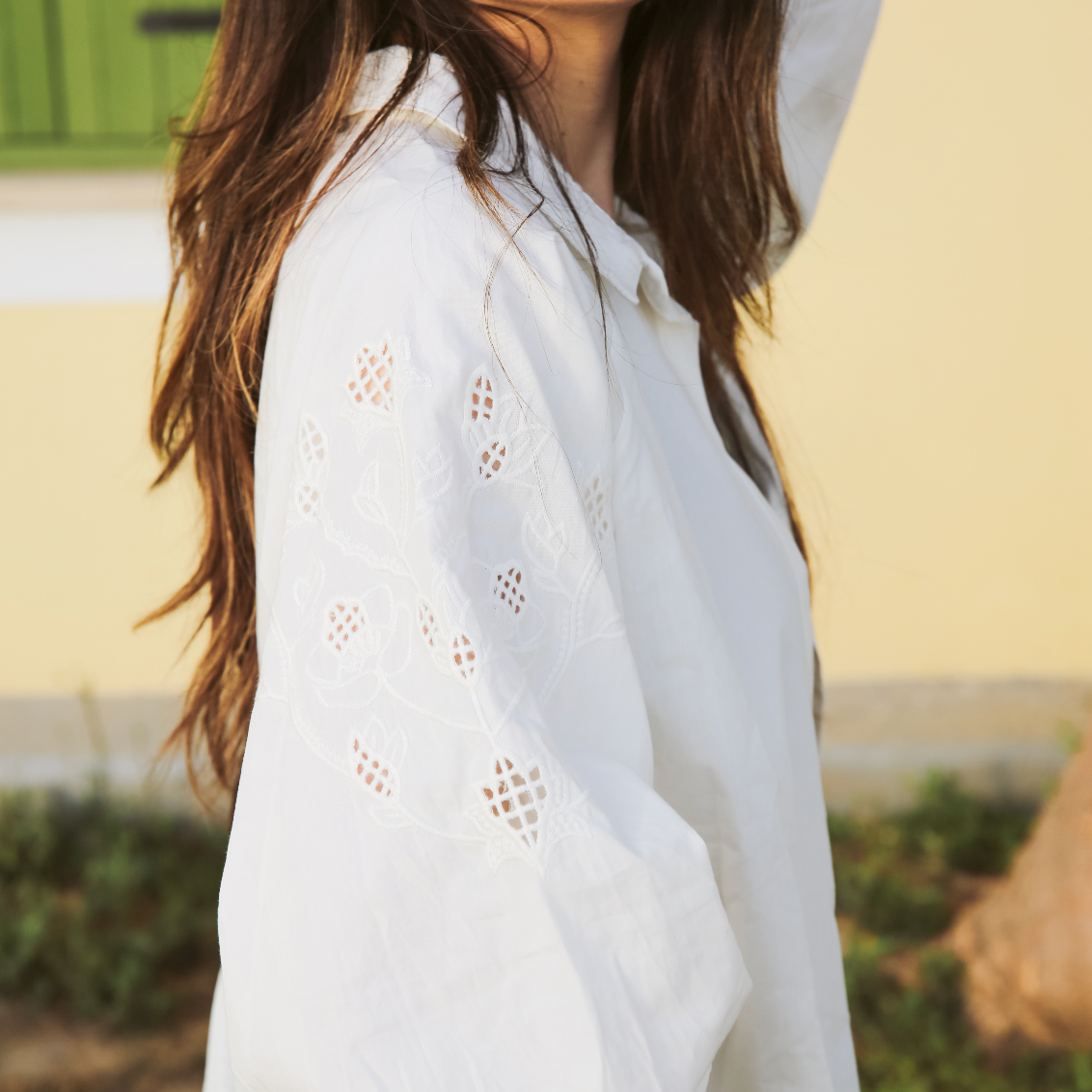 Puff Sleeves Embroidered Shirt