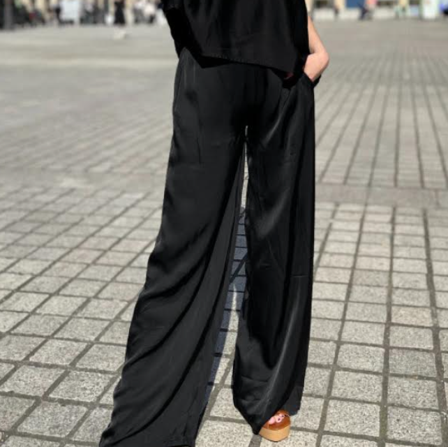 Flowing Black Pant with Elastic at Back