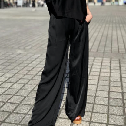 Flowing Black Pant with Elastic at Back