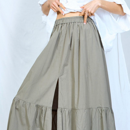 Long Wavy Skirt with Front Slit