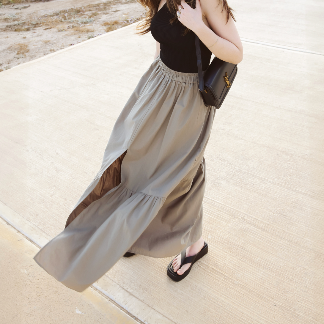 Long Wavy Skirt with Front Slit