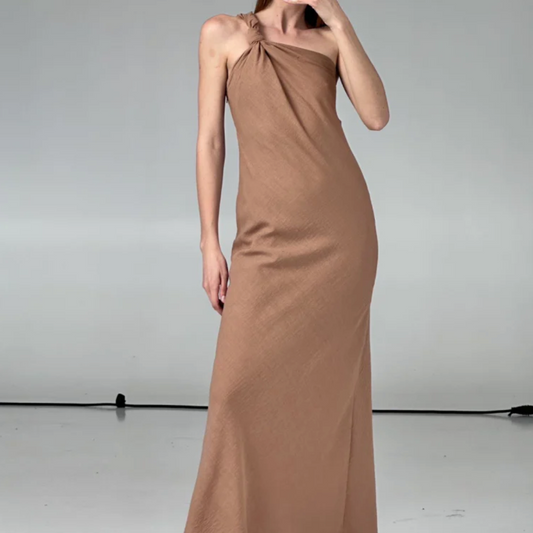 Long flowing asymmetrical dress