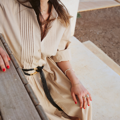 Beige Cotton and Linen Dress