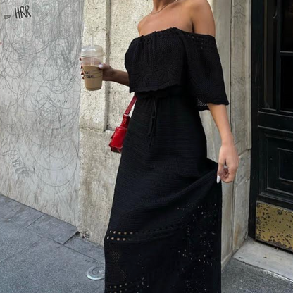 Long Off Shoulder Knit Dress