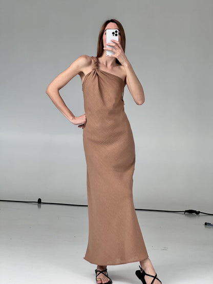 Long flowing asymmetrical dress