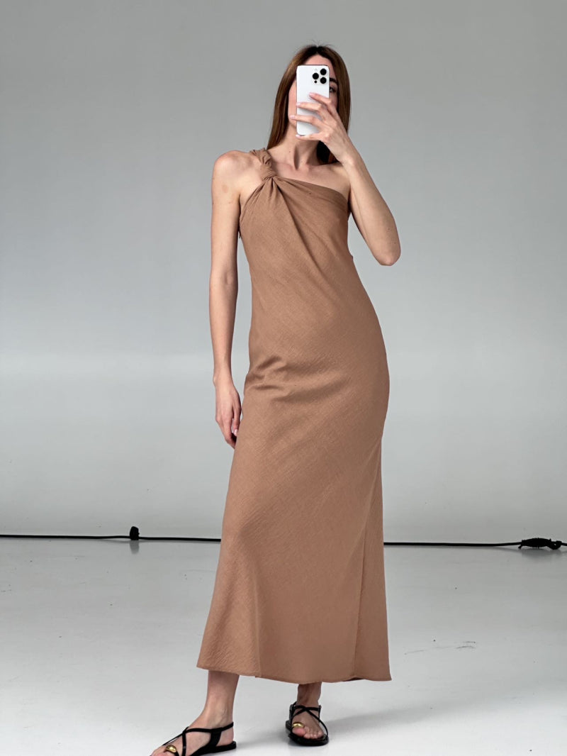 Long flowing asymmetrical dress