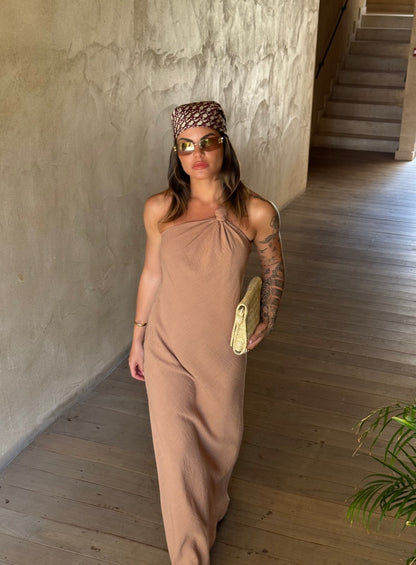 Long flowing asymmetrical dress